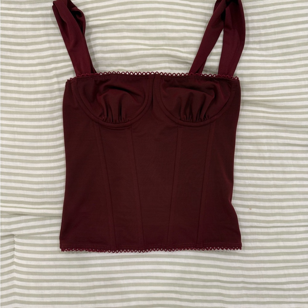 Edikted Burgundy Corset Top